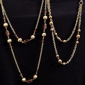 2 fashion gold bead necklaces